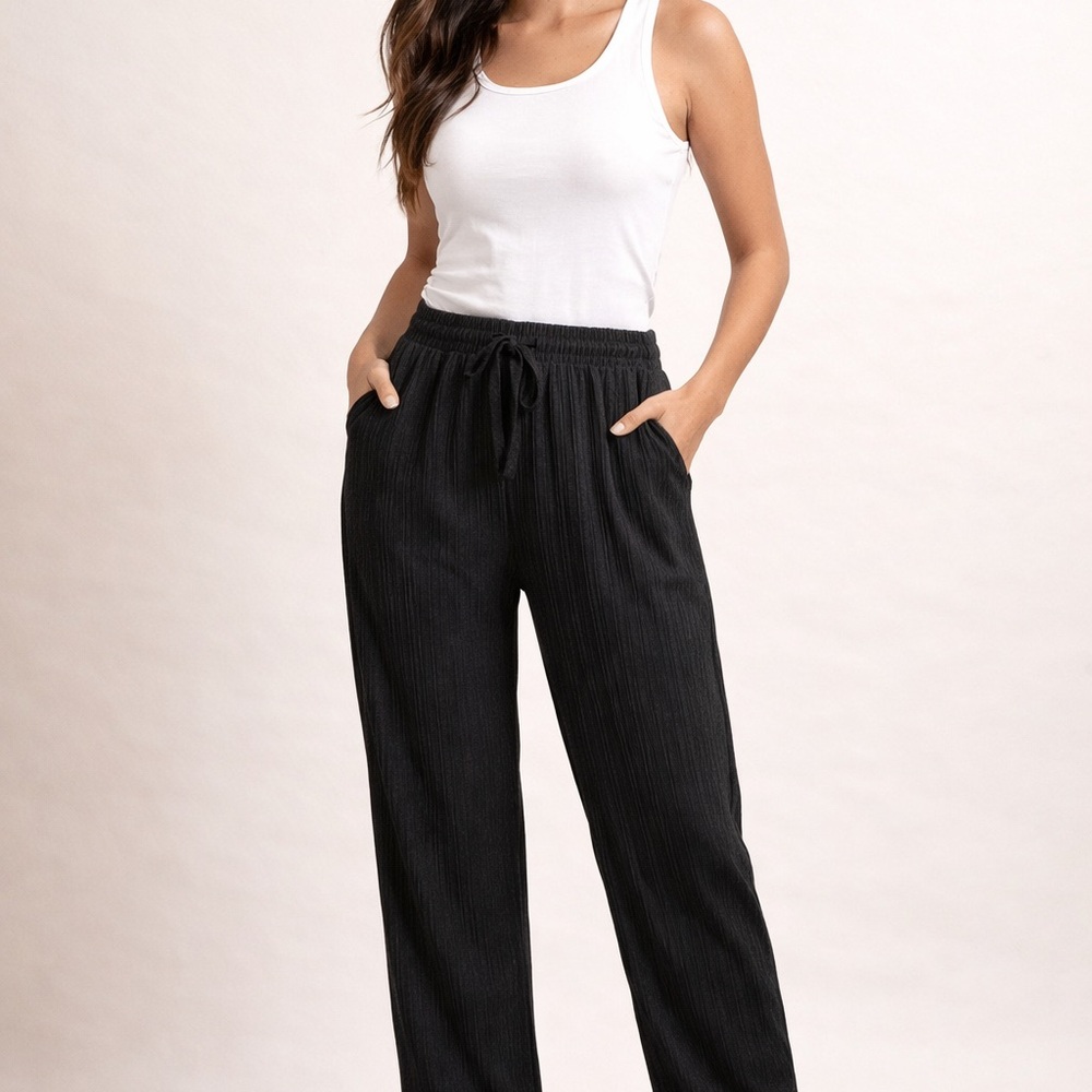 Stylish Black Wide Leg Women's Pants